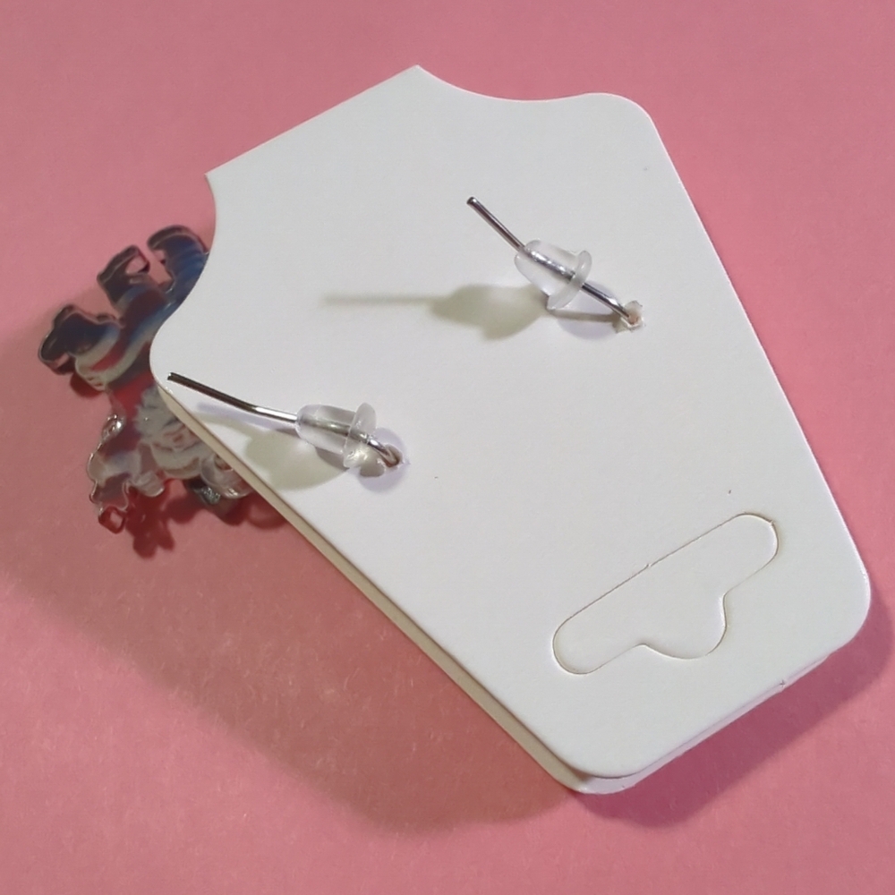 Santa & Frosty Christmas Earrings Acrylic Stainless Steel Holiday Dangle - Picture 3 of 4